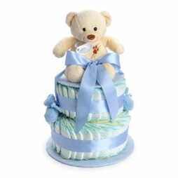gâteau de couches, bleu-ciel, cadeau de naissance, par creatifpassion